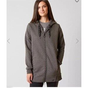 Bench Honeycomb Jacket Womens Large Hooded Zip Sweatshirt Longline Cozy